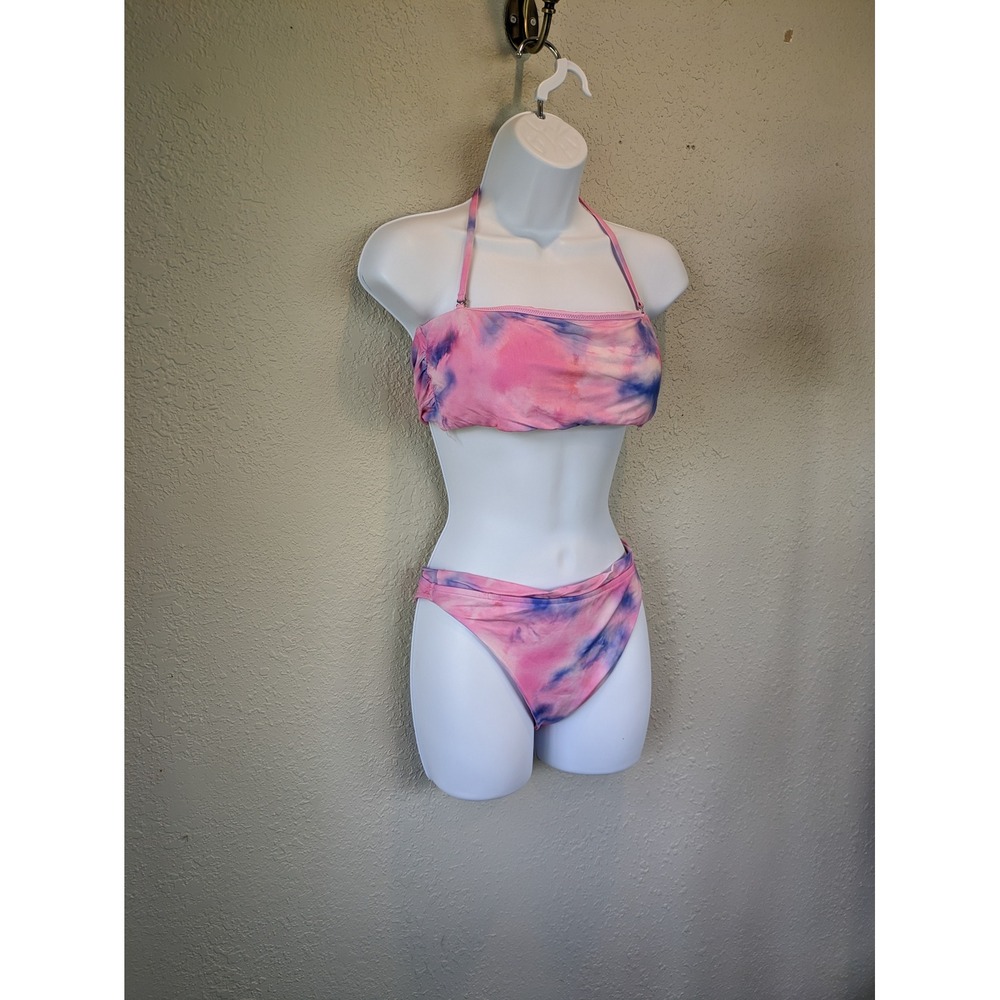 Victoria's Secret Tie Dye Bikini Swimsuit Halter Top &‎ Bottoms Medium SET